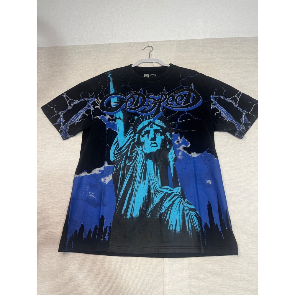 Godspeed Rarity Collection MMXXIV Statue of Liberty T-Shirt Black Blue Large